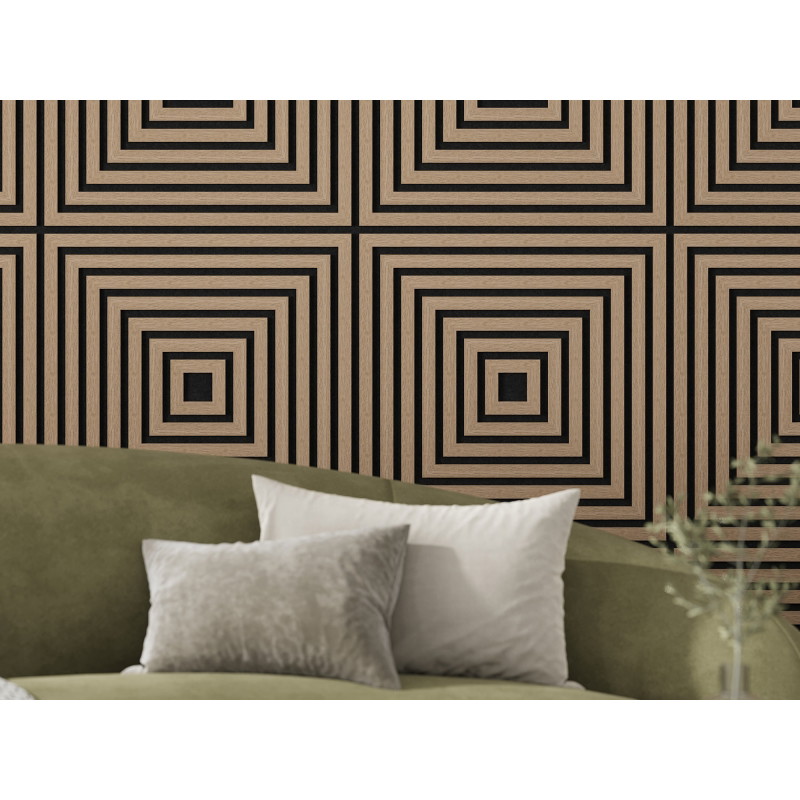 Mexen Linea 13 panou de perete acustic 60 x 60 cm (4 buc.), fetru 9 mm, furnir tehnic, Nuc Deschis - S110-60607-13-047