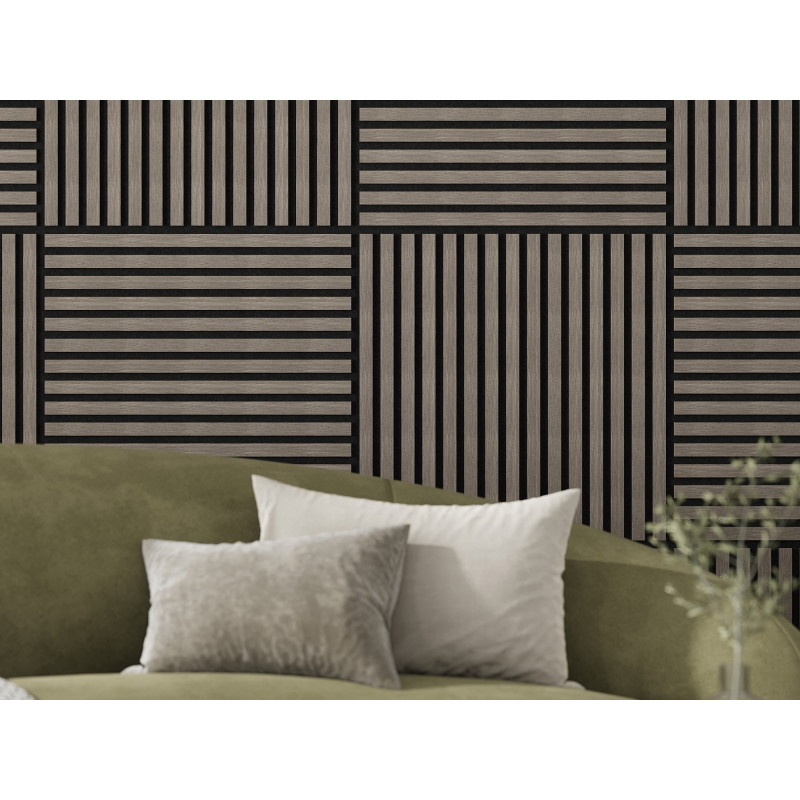 Mexen Linea 15 Akusztikus fali panel 60 x 60 cm (4 db), filc 9 mm, technikai furnér, Szürke Tölgy - S110-60607-15-043