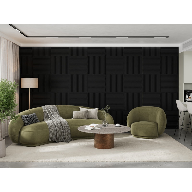 Mexen Linea 15 akusztikai fali panel 60 x 60 cm (4 db), 9 mm vastag filc, technikai furnér, matt fekete - S110-60607-15-053