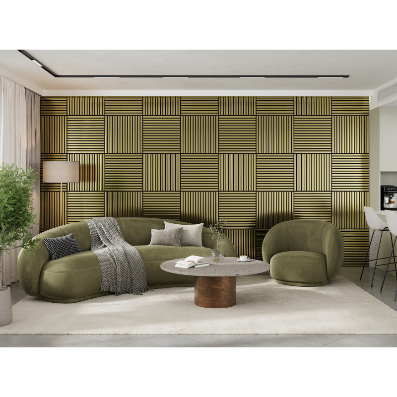 Mexen Linea 15 60 x 60 cm-es (4 db-os), 9 mm vastag filc, technikai furnér, Arany akusztikus fali panel - S110-60607-15-057