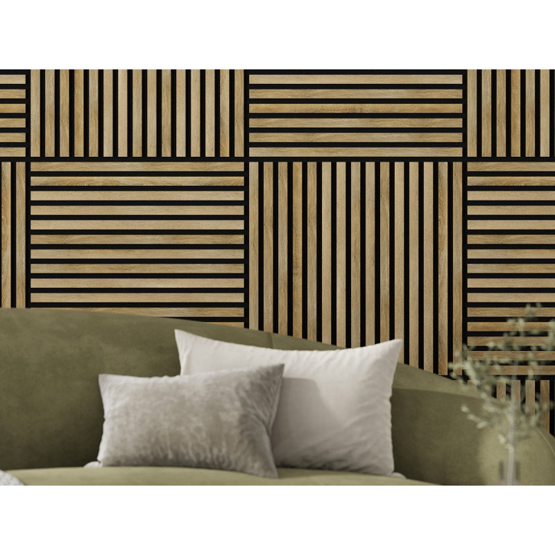 Mexen Linea 15 panou de perete acustic 60 x 60 cm (4 buc.), fetru 9 mm, furnir tehnic, Stejar Miere - S110-60607-15-066