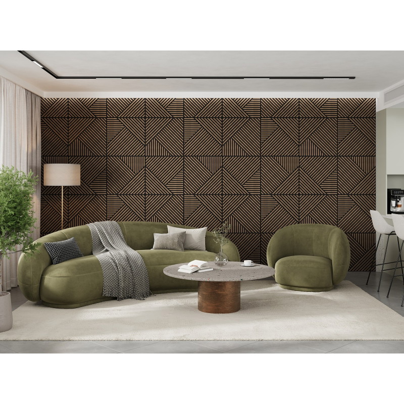 Mexen Linea 25 akusztikus falpanel 60 x 60 cm (4db), 9 mm filc, technikai furnér, Sötét Dió - S110-60607-25-044