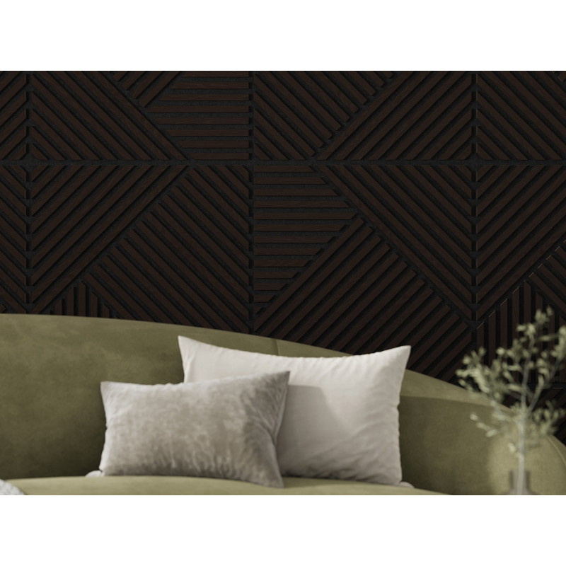 Mexen Linea 25 Akusztikus falpanel 60 x 60 cm (4 db), 9 mm filc, technikai furnér, Fekete Tölgy - S110-60607-25-046