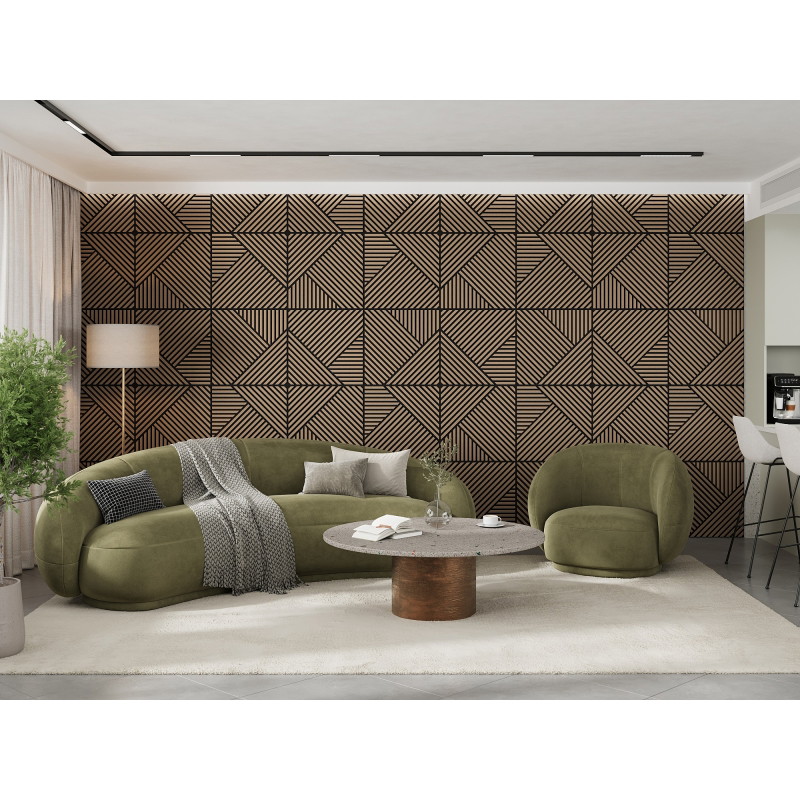 Mexen Linea 25 panou de perete acustic 60 x 60 cm (4 buc.), fetru 9 mm, furnir tehnic, Nuc Deschis - S110-60607-25-047