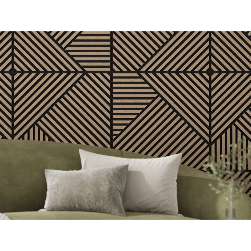 Mexen Linea 25 panou de perete acustic 60 x 60 cm (4 buc.), fetru 9 mm, furnir tehnic, Nuc Deschis - S110-60607-25-047