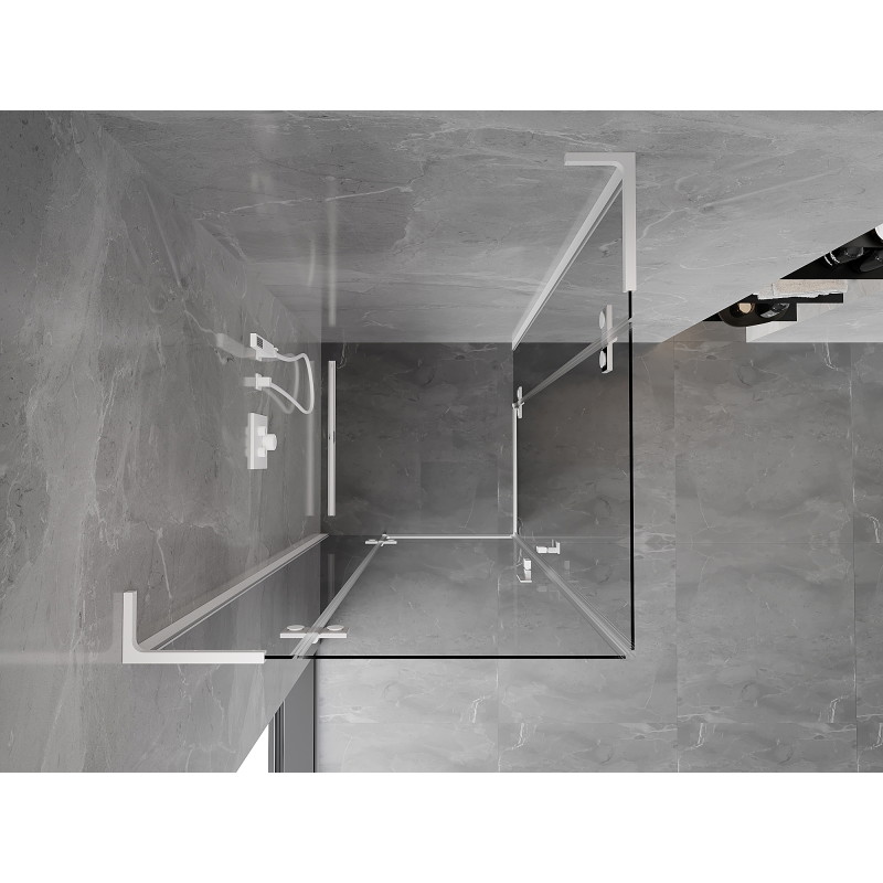 Mexen Mist-H L Duo 75 x 75 cm-es nyíló zuhanykabin, átlátszó, fehér - 8A5L-075L-075P-20-00