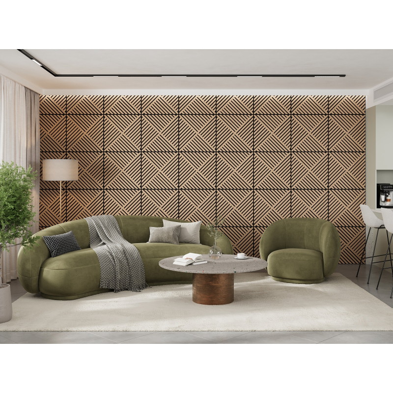 Mexen Linea 08 panou de perete acustic 60 x 60 cm (4 buc.), fetru 9 mm, furnir tehnic, Stejar Alb - S110-60607-08-040