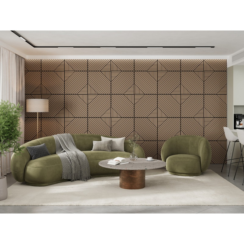 Mexen Linea 26 panou de perete acustic 60 x 60 cm (4 buc.), fetru 9 mm, furnir tehnic, Nuc Deschis - S110-60607-26-047