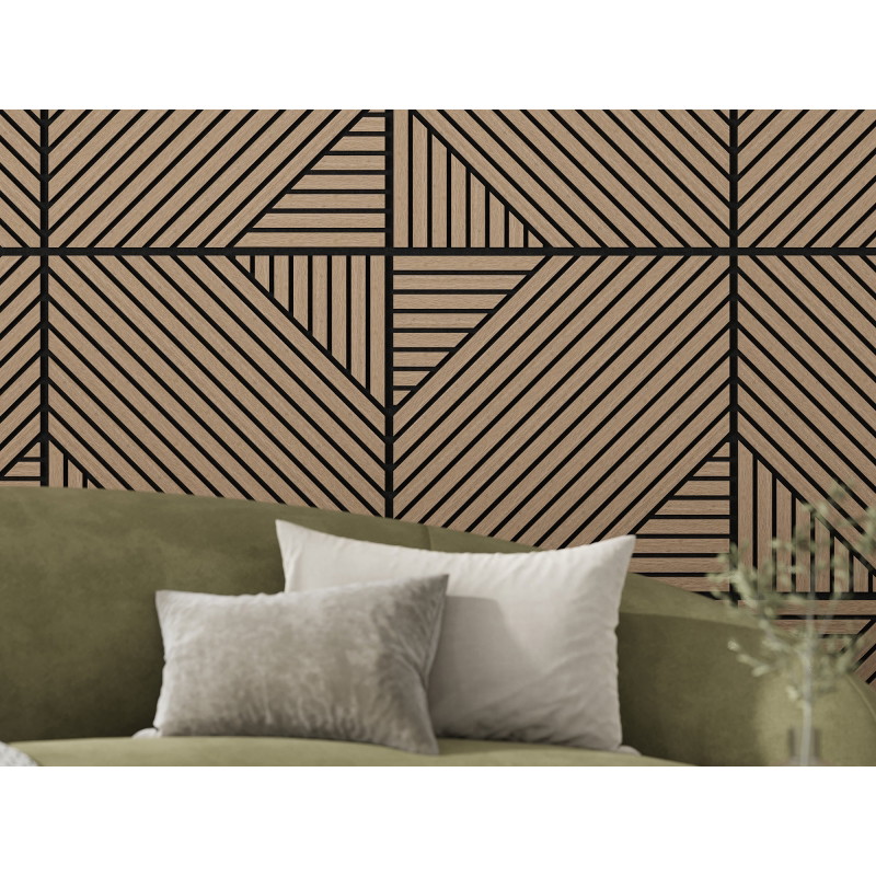 Mexen Linea 26 akusztikus fali panel 60 x 60 cm (4db), 9 mm-es filc, technikai furnér, Világos Dió - S110-60607-26-047