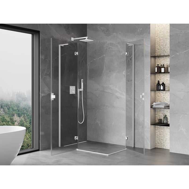 Mexen Mist-H L Duo cabină de duș pivotantă stânga 100 x 80 cm, transparent, albă - 8A5L-100L-080P-20-00