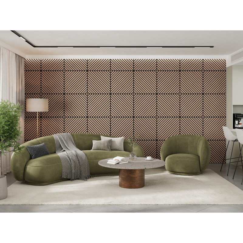 Mexen Linea 39 panou acustic de perete 60 x 60 cm (4 buc.), fetru 9 mm, furnir tehnic, Stejar Albicios - S110-60607-39-040