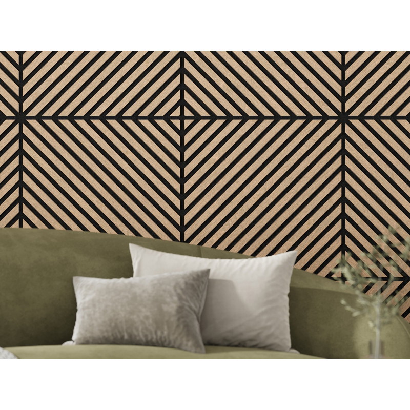 Mexen Linea 39 panou acustic de perete 60 x 60 cm (4 buc.), fetru 9 mm, furnir tehnic, Stejar Albicios - S110-60607-39-040