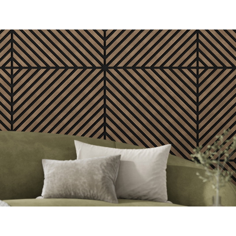 Mexen Linea 39 panou de perete acustic 60 x 60 cm (4 buc.), fetru 9 mm, furnir tehnic, Nuc Închis - S110-60607-39-044