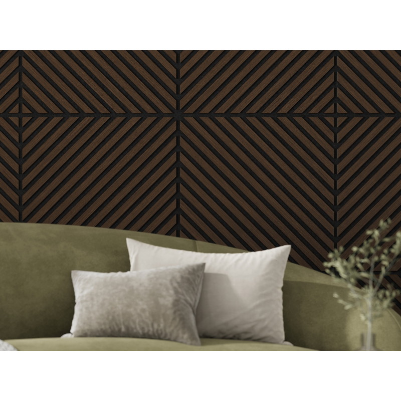 Mexen Linea 39 panou de perete acustic 60 x 60 cm (4 buc.), fetru 9 mm, furnir tehnic, Stejar Mocca - S110-60607-39-045