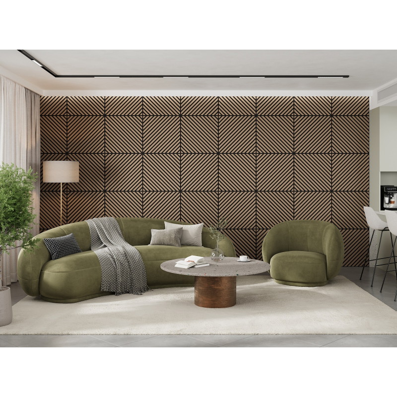 Mexen Linea 39 panou de perete acustic 60 x 60 cm (4 buc.), fetru 9 mm, furnir tehnic, Nuc Deschis - S110-60607-39-047