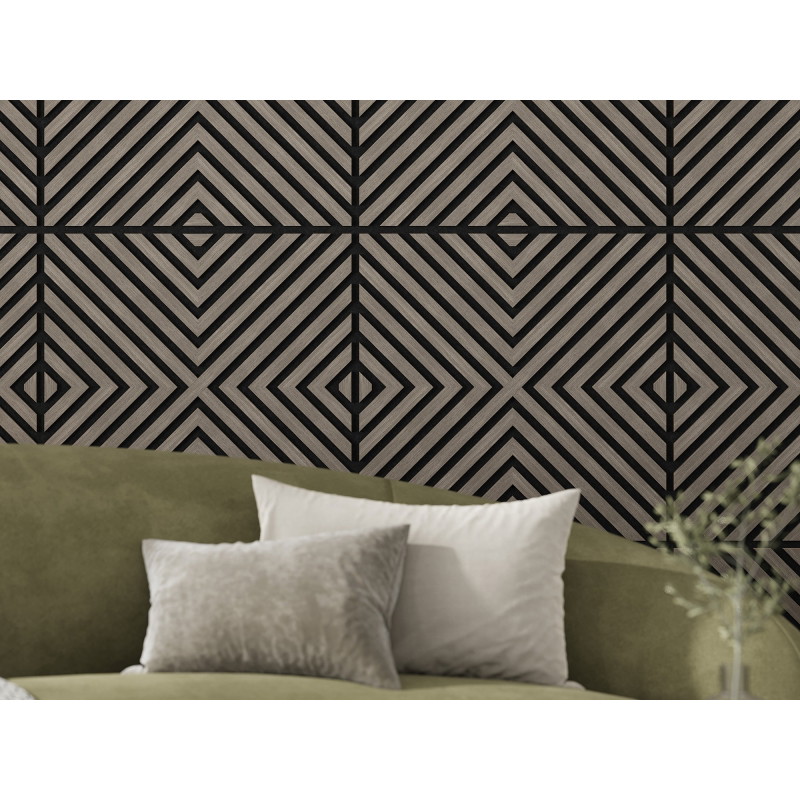 Mexen Linea 01 Akusztikus fali panel 60 x 60 cm (4 db), 9 mm filc, technikai furnér, Szürke Tölgy - S110-60607-01-043