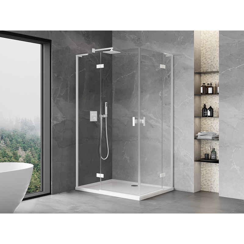 Mexen Mist-H L Duo cabină de duș cu deschidere stânga 120 x 85 cm, transparent, albă - 8A5L-120L-085P-20-00