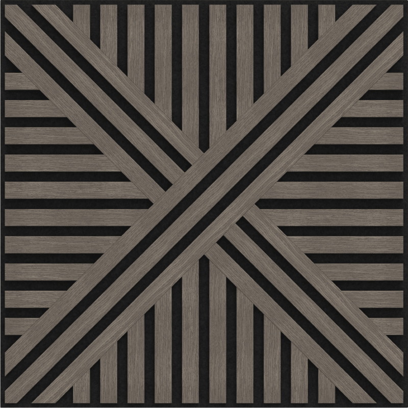 Mexen Linea 05 akusztikus fali panel 60 x 60 cm (4 db), filc 9 mm, technikai furnér, Szürke Tölgy - S110-60607-05-043