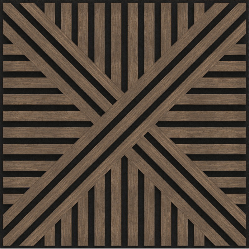 Mexen Linea 05 panou de perete acustic 60 x 60 cm (4 buc.), fetru 9 mm, furnir tehnic, Nuc Întunecat - S110-60607-05-044