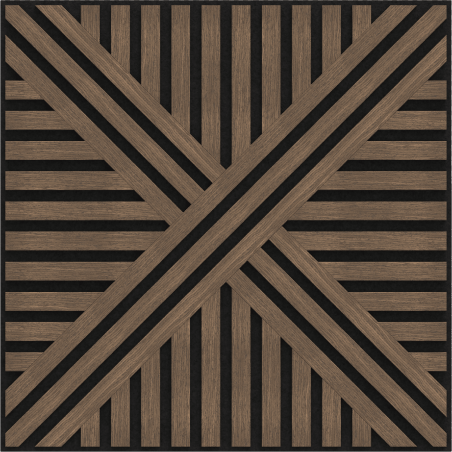 Mexen Linea 05 akusztikus fali panel 60 x 60 cm (4db), 9 mm filc, műszaki furnér, Sötét Dió - S110-60607-05-044