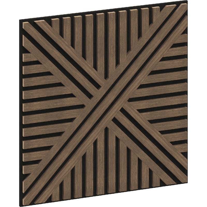 Mexen Linea 05 akusztikus fali panel 60 x 60 cm (4db), 9 mm filc, műszaki furnér, Sötét Dió - S110-60607-05-044