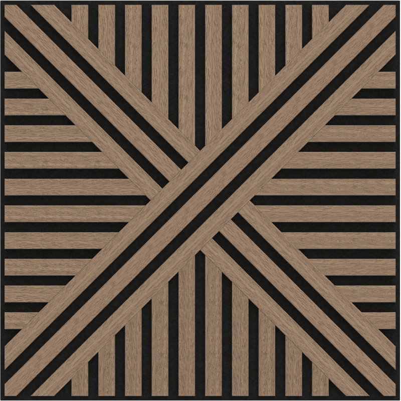Mexen Linea 05 akusztikus falpanel 60 x 60 cm (4 db), 9 mm filc, technikai furnér, világos dió - S110-60607-05-047