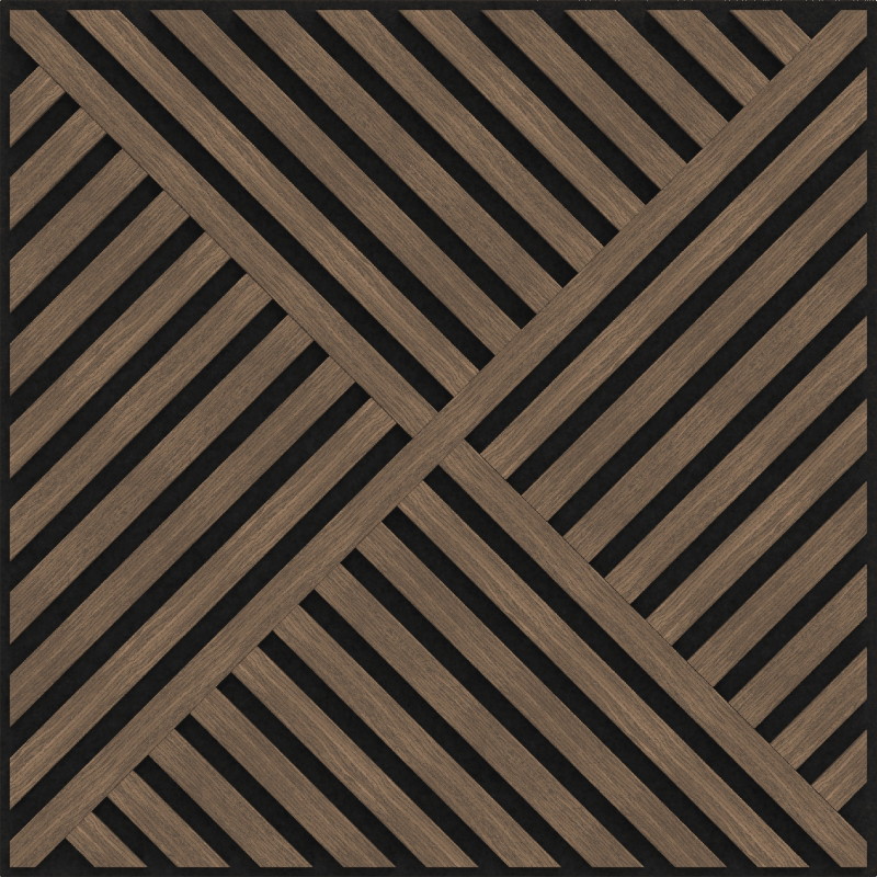 Mexen Linea 08 panou de perete acustic 60 x 60 cm (4 buc.), fetru 9 mm, furnir tehnic, Nuc închis - S110-60607-08-044