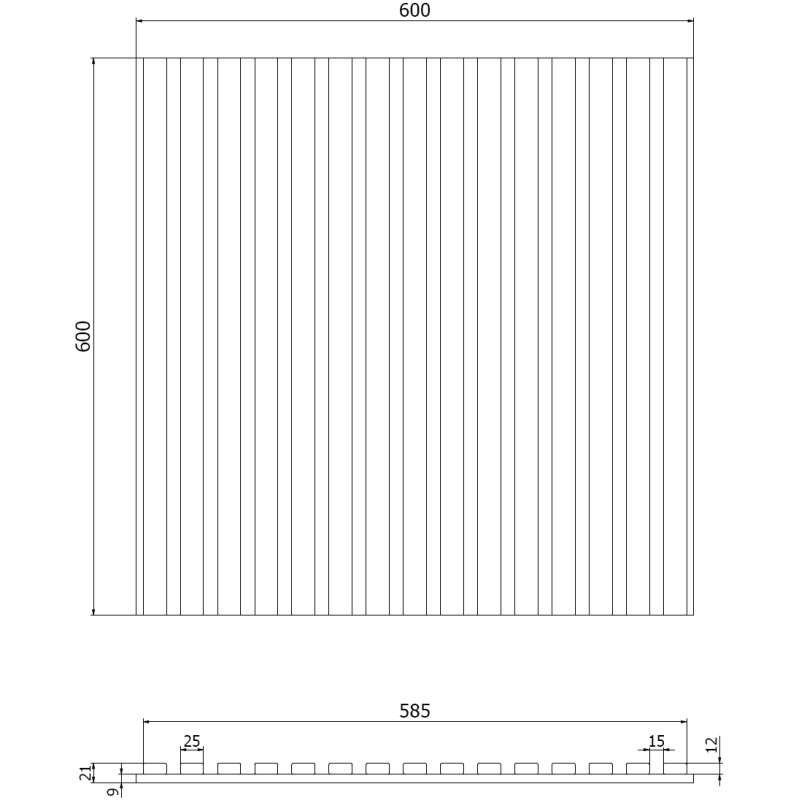 Mexen Linea 15 akusztiaki falpanel 60 x 60 cm (4 db), 9 mm filc, furnéros technikai, fehérített tölgy - S110-60607-15-040