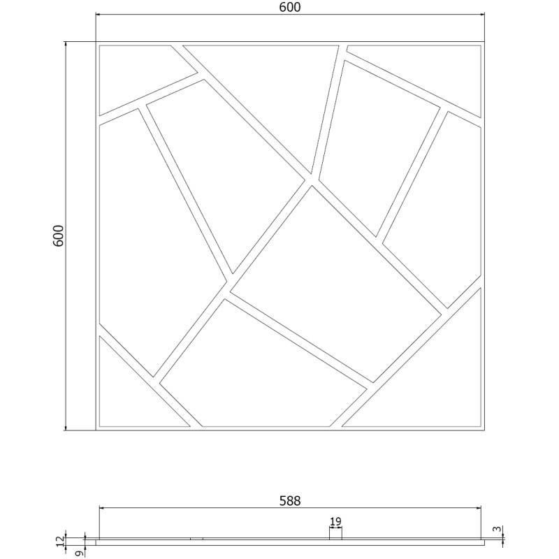 Mexen Form 04 Akusztikus fali panel 60 x 60 cm (4 db), filc 9 mm, műszaki furnér, Tükör - S111-60607-04-099