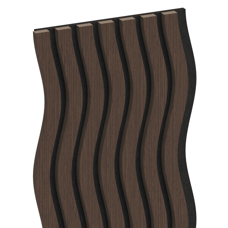Mexen Lam-SF 01 akuszitikus fali lamellák 280 x 30 cm, 9 mm-es filc, technikai furnér, Mokka Tölgy - S106-280-01-045