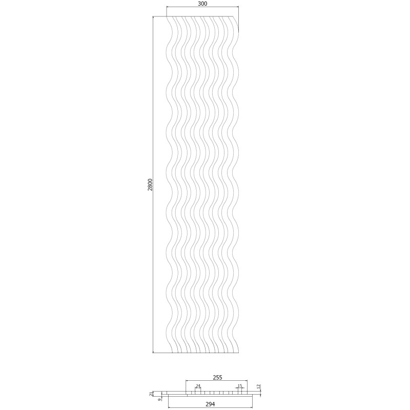 Mexen Lam-SF 02 akusztikus fal lamellák 280 x 30 cm, 9 mm filc, technikai furnér, Világos Dió - S106-280-02-047