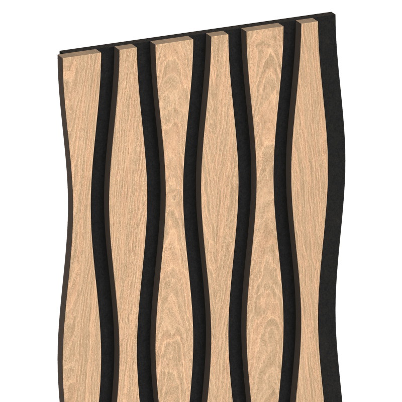 Mexen Lam-SF 01 Lam-SF 26 akusztikus fali lamellák 280 x 30 cm, 9 mm-es filc, technikai furnér, Fehérített Tölgy