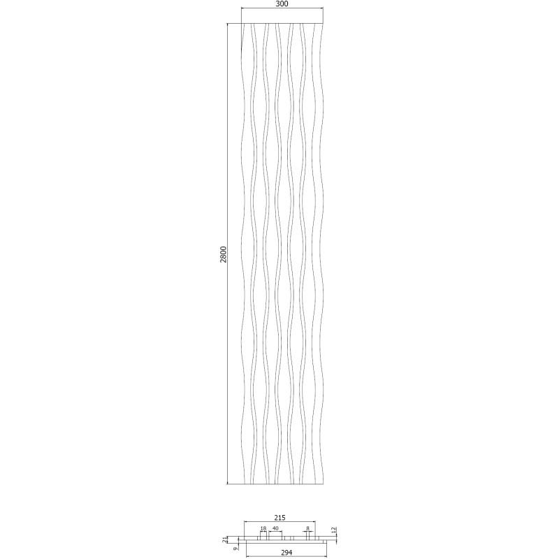 Mexen Lam-SF 01 Lam-SF 26 akusztikus falécek 280 x 30 cm, 9 mm filc, technikai furnér, Sötét Dió - S106-280-26-044
