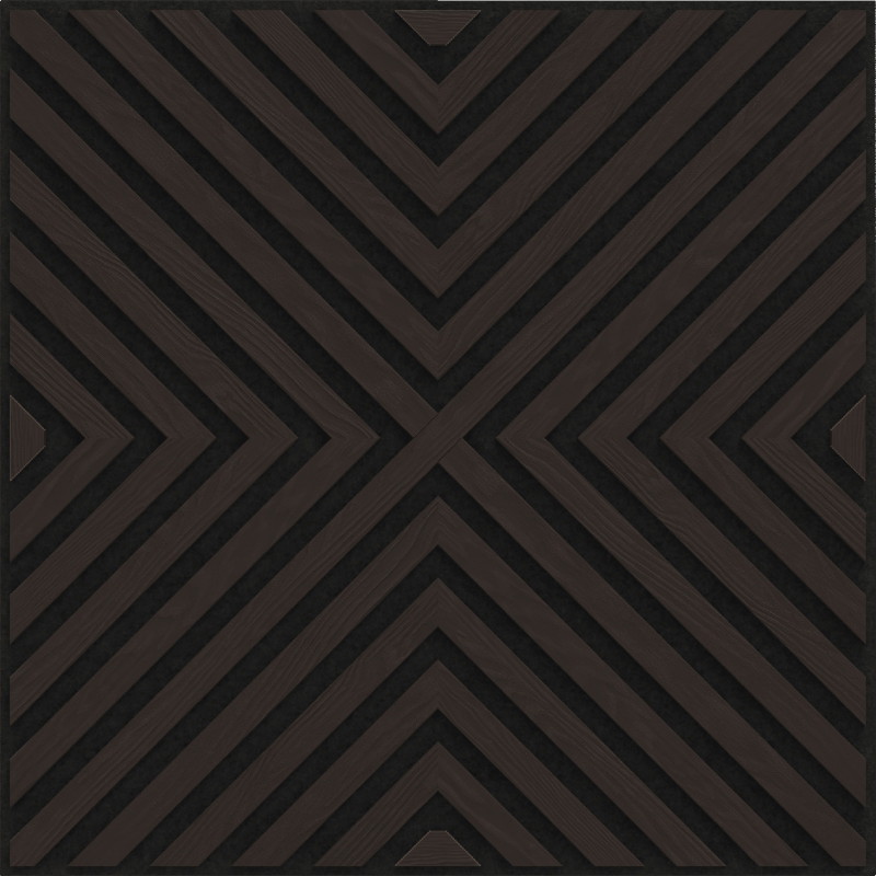 Mexen Linea 01 Akusztikus fali panel 60 x 60 cm (4 db), 9 mm filc, technikai furnér, Fekete Tölgy - S110-60607-01-046