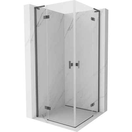 Mexen Mist-H L Duo cabină de duș batantă 80 x 80 cm, transparentă, gri armat periat - 8A5L-080L-080P-66-00