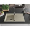 Mexen Cesar chiuvetă de granit cu un compartiment, cu picurător și baterie de bucătărie Telma, Bej - 6514-69-670200-70