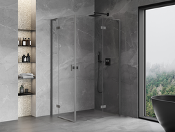 Mexen Mist-H L Duo zuhanykabin jobbos ajtóval 90 x 105 cm, átlátszó, szálcsiszolt pisztolyszürke - 8A5L-090L-105P-66-00