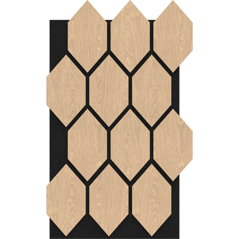 Mexen Form 01 akusztiaki fali panel 91 x 56 cm (4 darab), 9 mm filc, technikai furnér, fehérített tölgy - S111-91567-01-040