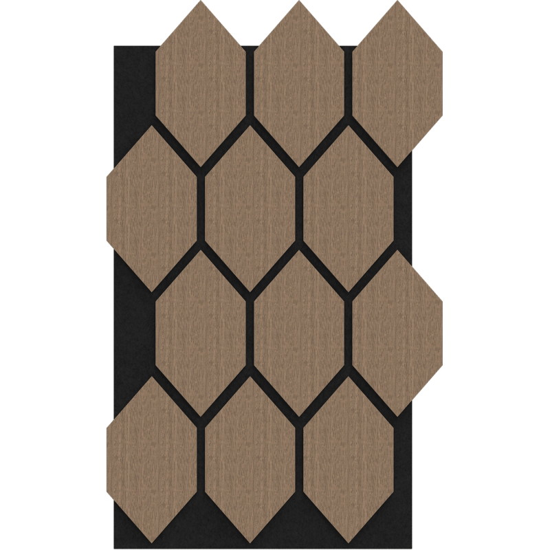 Mexen Form 01 akusztaikus fali panel 91 x 56 cm (4 db), filc 9 mm, technikai furnér, Világos Dió - S111-91567-01-047