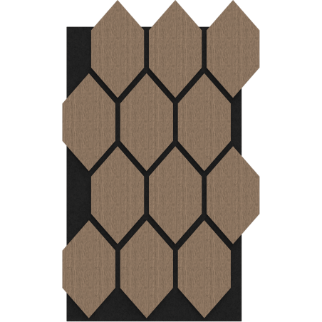Mexen Form 01 akusztaikus fali panel 91 x 56 cm (4 db), filc 9 mm, technikai furnér, Világos Dió - S111-91567-01-047