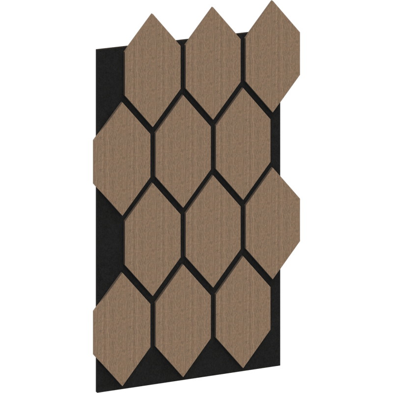Mexen Form 01 akusztaikus fali panel 91 x 56 cm (4 db), filc 9 mm, technikai furnér, Világos Dió - S111-91567-01-047
