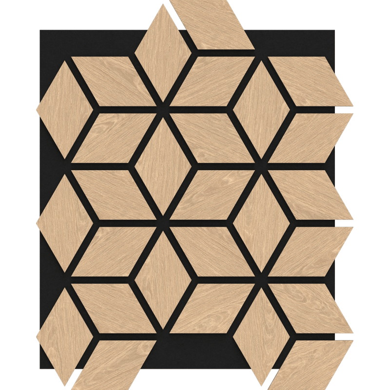 Mexen Form 02 akusztiaki fali panel 81 x 66 cm (4 db), 9 mm filc, műszaki furnér, Fehérített Tölgy - S111-81667-02-040