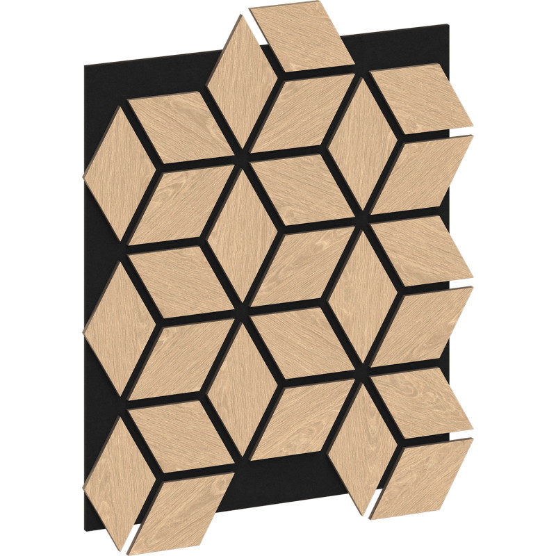 Mexen Form 02 akusztiaki fali panel 81 x 66 cm (4 db), 9 mm filc, műszaki furnér, Fehérített Tölgy - S111-81667-02-040