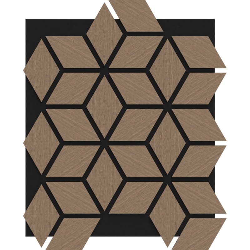 Mexen Form 02 Akusztikai fali panel 81 x 66 cm (4 db), 9 mm filc, műszaki furnér, Világos Dió - S111-81667-02-047