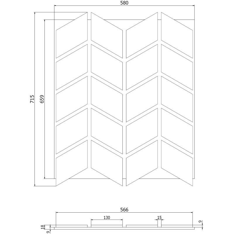 Mexen Form 03 Akusztikus fali panel 71,5 x 58 cm (4 db), filc 9 mm, műszaki furnér, Világos Dió - S111-71587-03-047