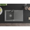 Mexen Cesar chiuvetă de granit cu un compartiment, cu picurător și baterie de bucătărie Telma, gri - 6514-71-670200-70