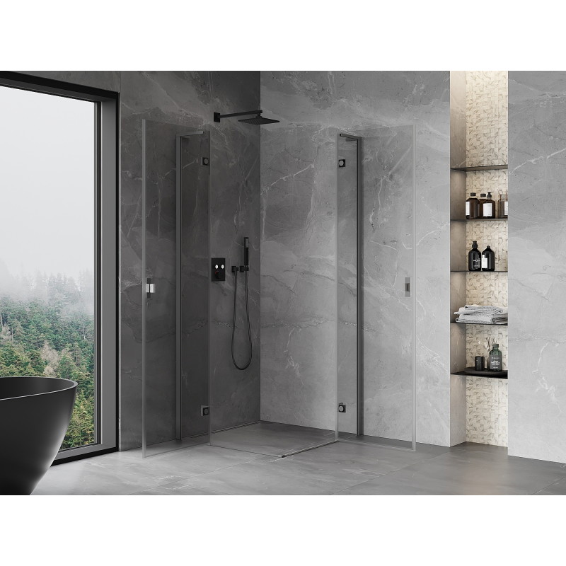 Mexen Mist-H L Duo cabină de duș cu uși batante 80 x 80 cm, transparent, gun metal - 8A5L-080L-080P-95-00