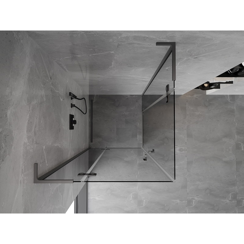Mexen Mist-H L Duo nyíló zuhanykabin 80 x 80 cm, átlátszó, gun metal - 8A5L-080L-080P-95-00