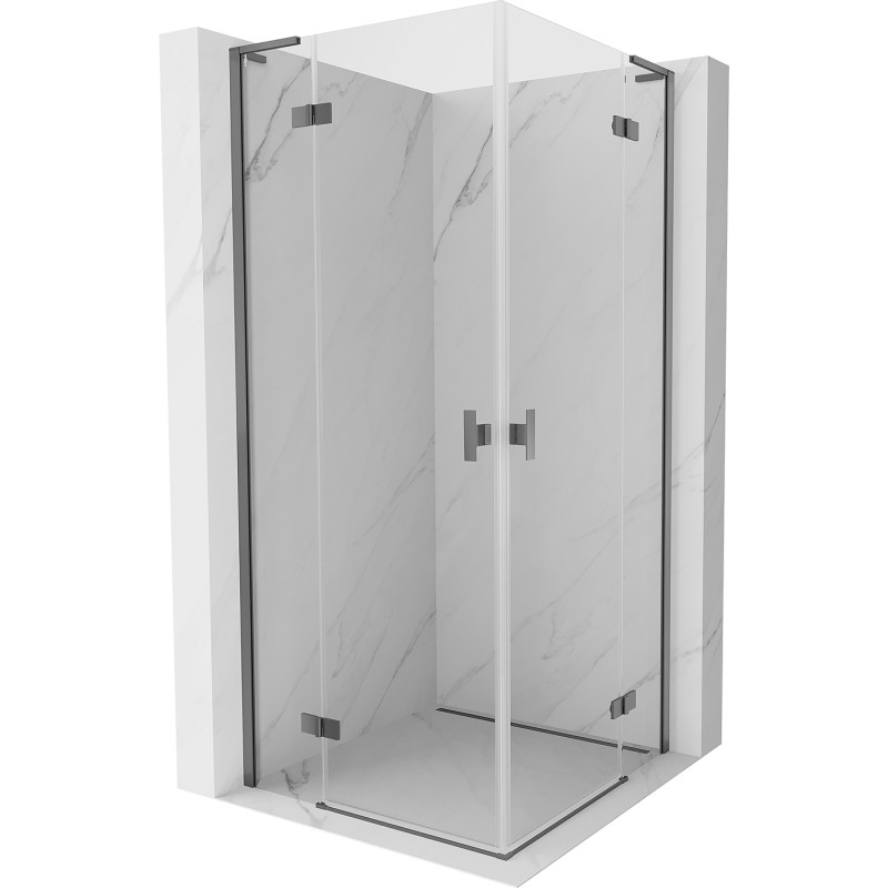 Mexen Mist-H L Duo nyíló zuhanykabin 80 x 80 cm, átlátszó, gun metal - 8A5L-080L-080P-95-00