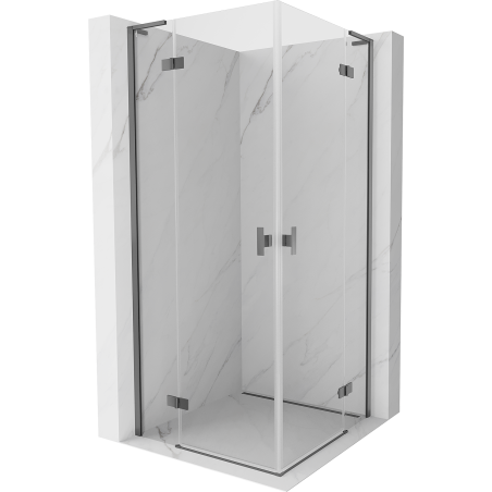 Mexen Mist-H L Duo cabină de duș cu uși batante 80 x 80 cm, transparent, gun metal - 8A5L-080L-080P-95-00